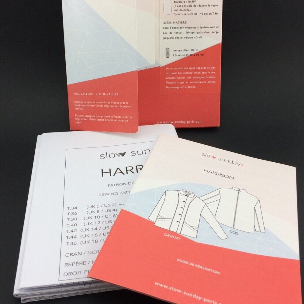 Slow Sunday Paris Harrison Jacket Veste Oversize Pattern Patron Uncut 34-46 2-14